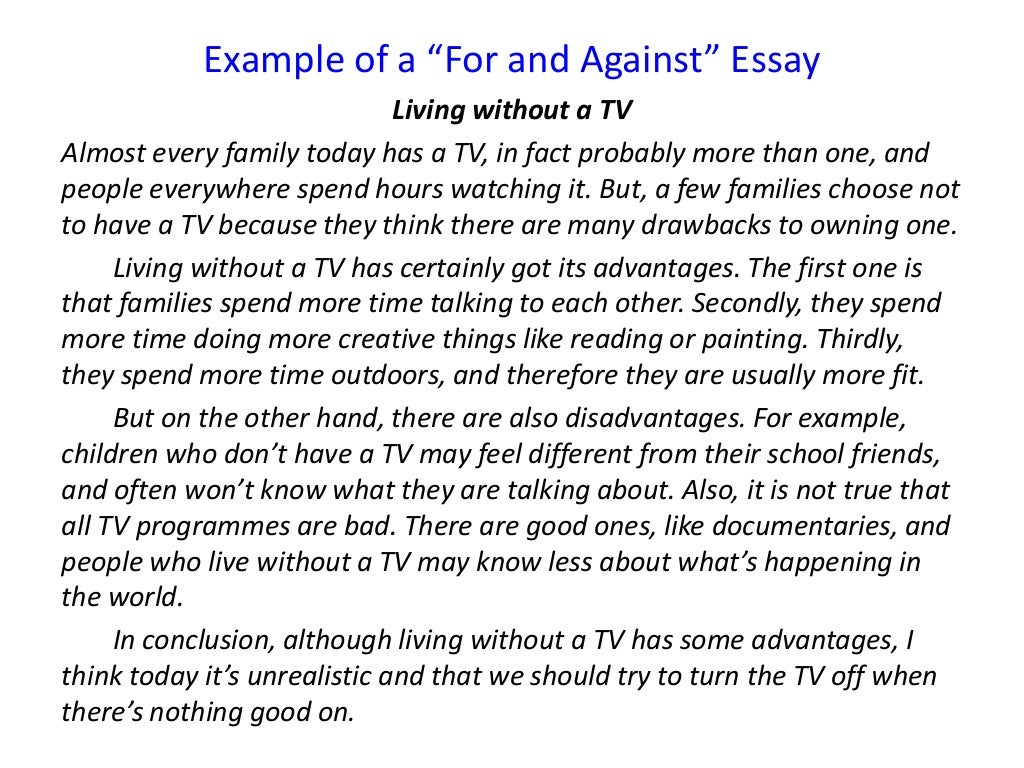 writing an essay for and against