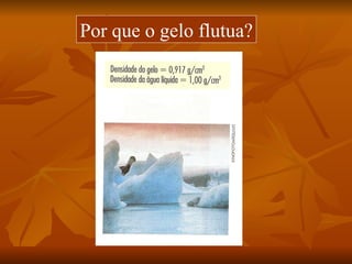 Por que o gelo flutua?
 