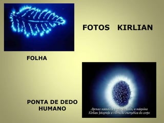 FOTOS KIRLIAN
FOLHA
PONTA DE DEDO
HUMANO
 