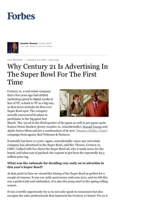 Forbes   why century 21 is advertising in the super bowl for the first time
