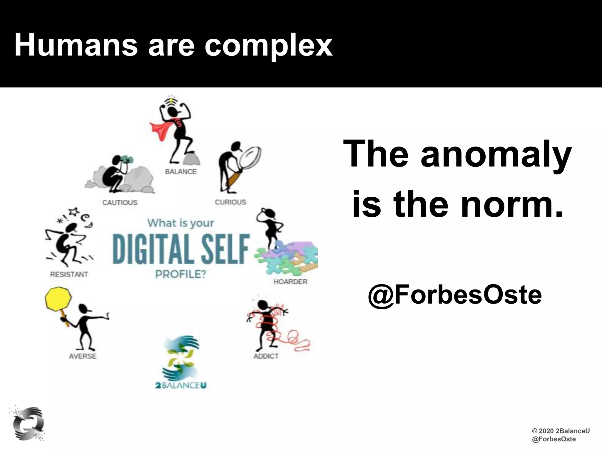 Humans are complex
The anomaly
is the norm.
@ForbesOste
© 2020 2BalanceU
@ForbesOste
 