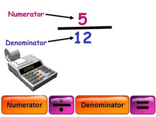 5
Numerator



Denominator   12
 