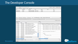 ▪ Sign up for a FREE Developer Edition account
▪ developer.salesforce.com/signup
▪ Learn the Platform
▪ udacity.com/salesforce
▪ developer.salesforce.com
▪ developer.salesforce.com/forums
▪ bit.ly/devcloudapps
▪ Quick Tutorials
▪ Webinars (Intro to Force.com, Learn to Build Apps)
Next Steps for New Developers
 