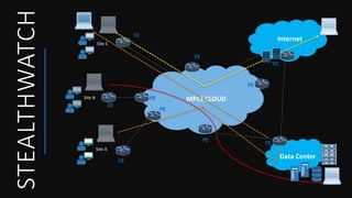 STEALTHWATCH Site C
Site B
Site A
CE
CE
PE
PE
PE
PE
PE
MPLS CLOUD
Internet
TIC
CE
Data Center
CE
 