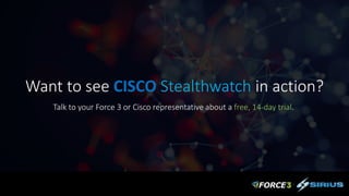 Want to see CISCO Stealthwatch in action?
Talk to your Force 3 or Cisco representative about a free, 14-day trial.
 