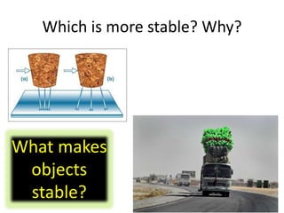 Which is more stable? Why?
What makes
objects
stable?
 