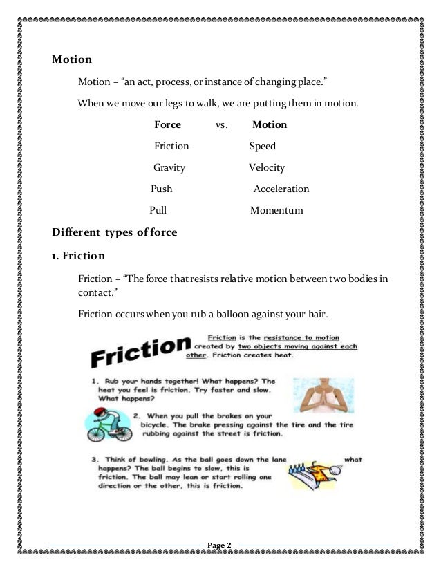 Force and motion worksheets for kindergarten picture