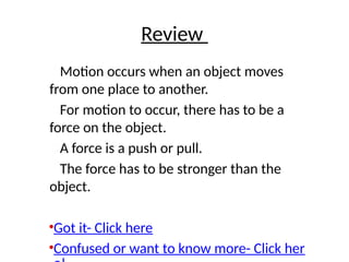 Force and Motion for lower Grades keystage 1 | PPTX