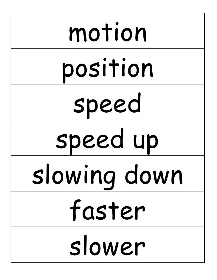 Force And Motion Vocabulary Cards