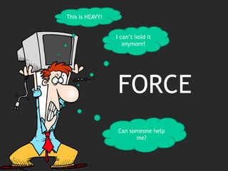 FORCE
This is HEAVY!
I can’t hold it
anymore!
Can someone help
me?
 