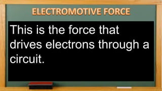 This is the force that
drives electrons through a
circuit.
 