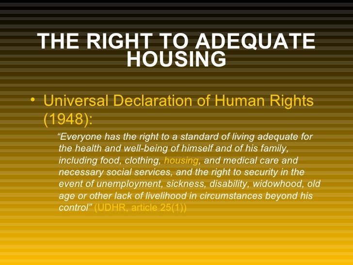 Forced eviction, homelessness, and the right