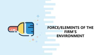 FORCE/ELEMENTS OF THE
FIRM'S
ENVIRONMENT
 