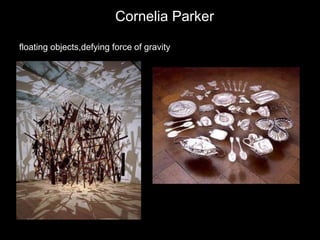 Cornelia Parker
floating objects,defying force of gravity
 