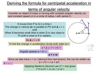 Centripetal Acceleration Equation Angular Velocity