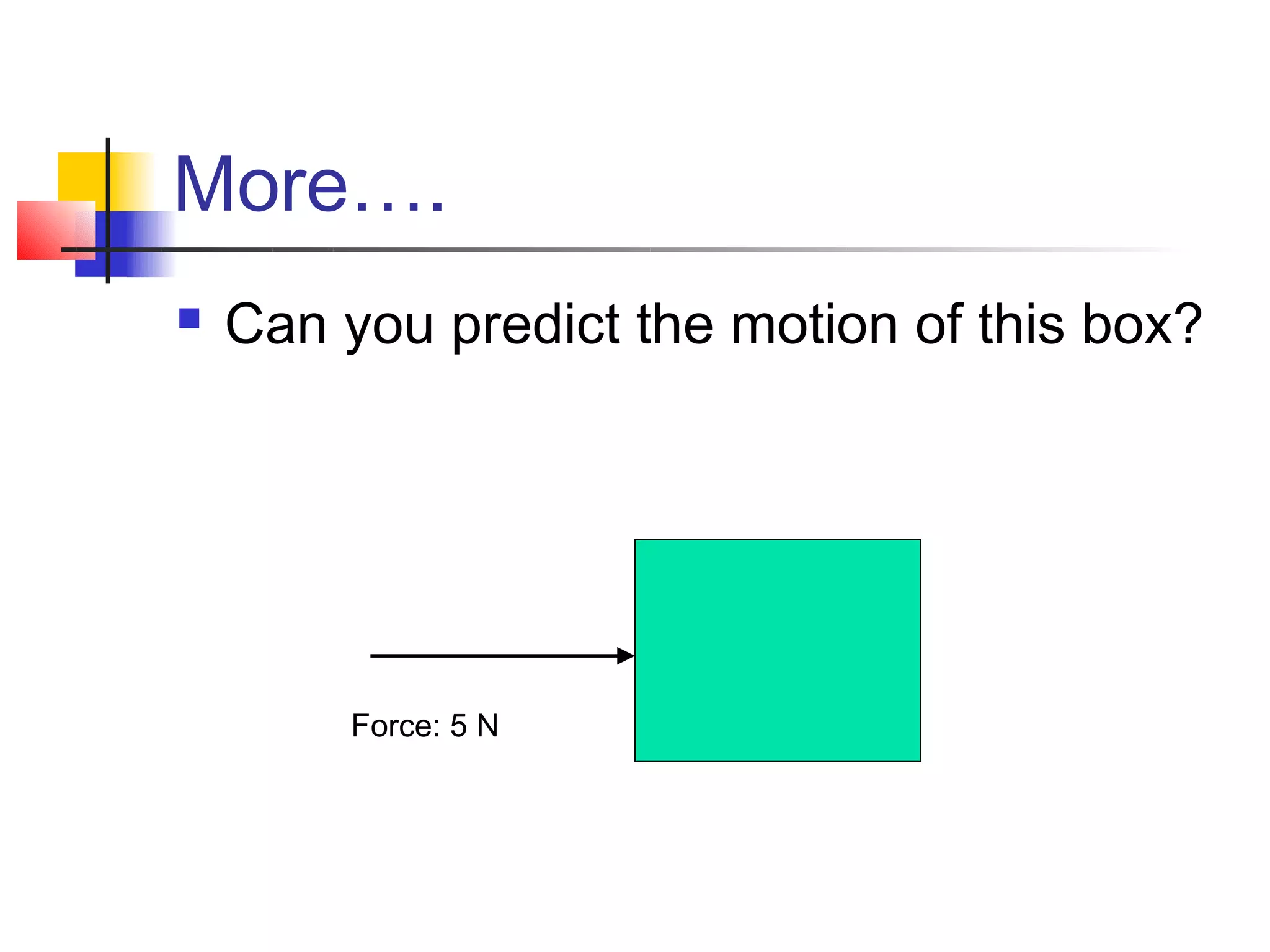 More….
   Can you predict the motion of this box?




         Force: 5 N
 