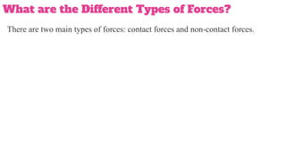 What are the Different Types of Forces?
There are two main types of forces: contact forces and non-contact forces.
 