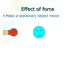 Effect of force
• Make a stationary object move
 