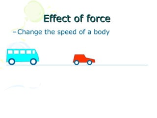 Effect of force
– Change the speed of a body
 
