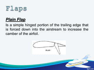 Slotted Flap
Is similar to the plain flap, but moves away from
the wing to open a narrow slot between the flap
and wing fo...