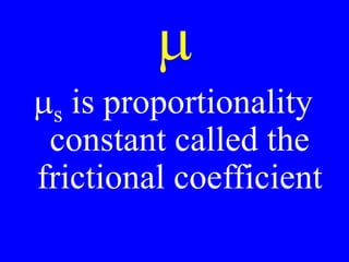 m
ms is proportionality
constant called the
frictional coefficient
 