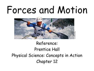 Forces and Motion
Reference:
Prentice Hall
Physical Science: Concepts in Action
Chapter 12
 