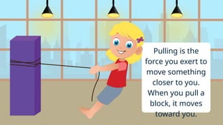 Pull Forward Examples Forces and Motion Science Educational Presentation in Yellow, Blue and ...