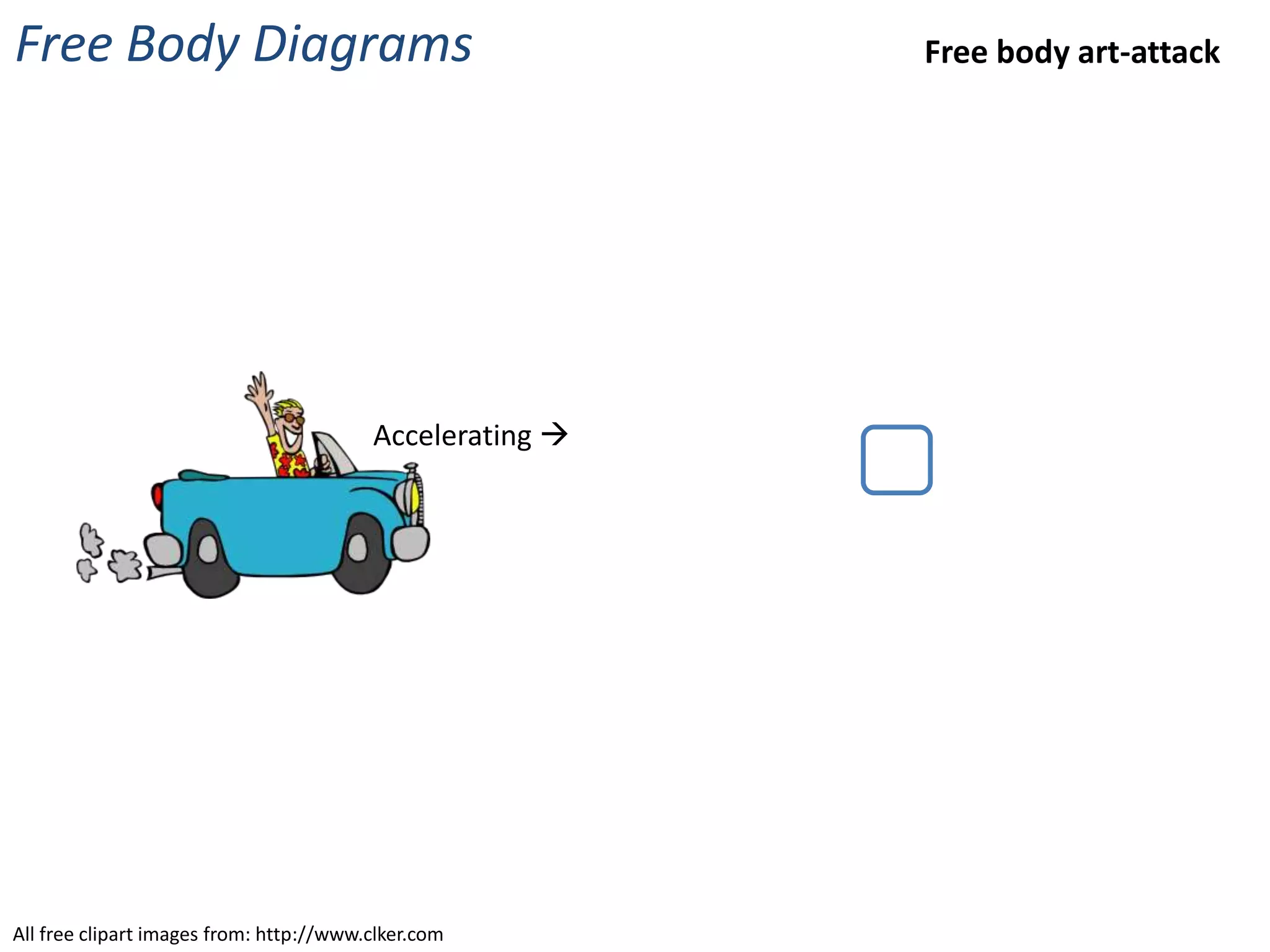 Free Body Diagrams                                        Free body art-attack




                                         Accelerating 




All free clipart images from: http://www.clker.com
 