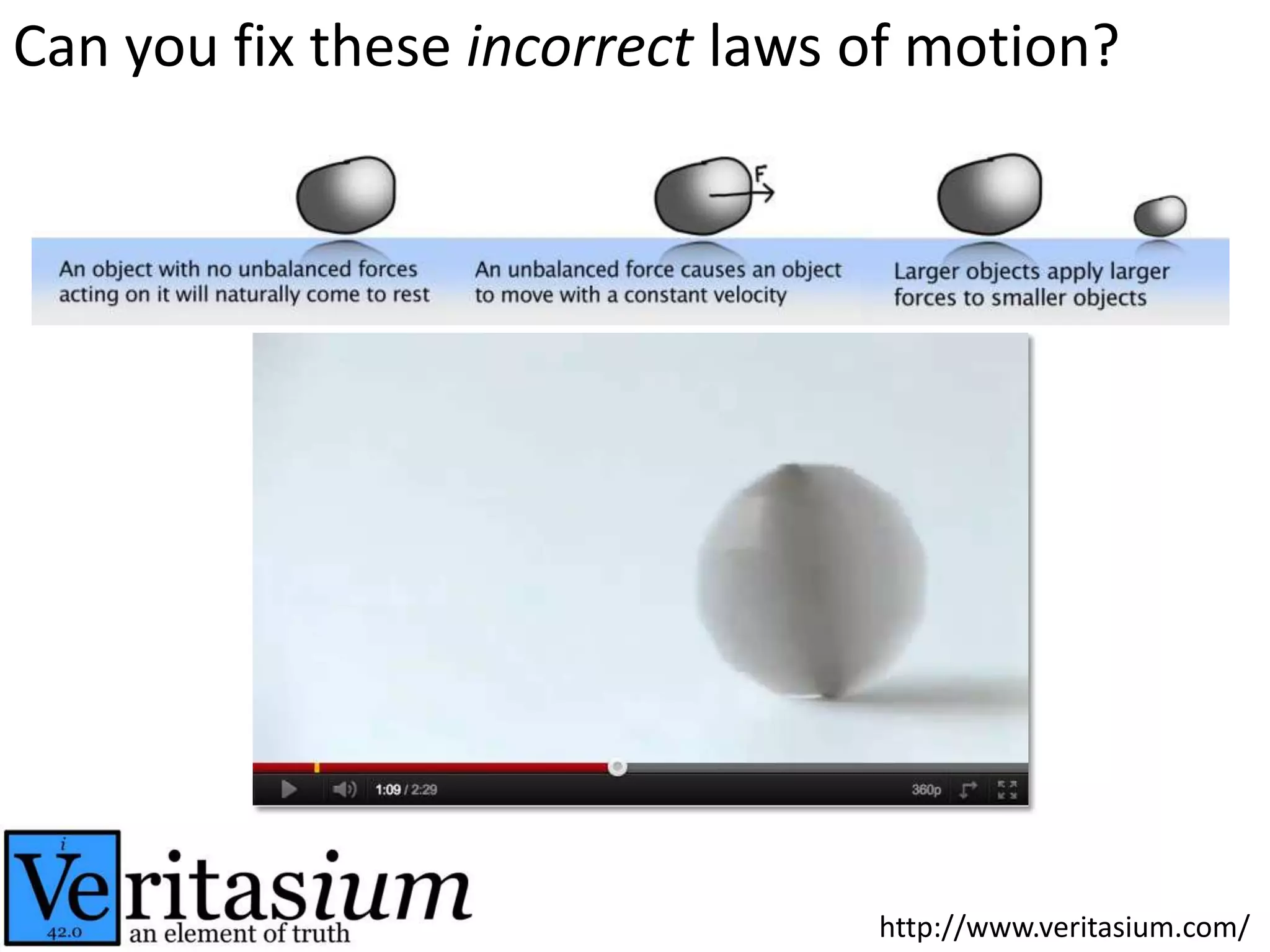 Can you fix these incorrect laws of motion?




                                 http://www.veritasium.com/
 
