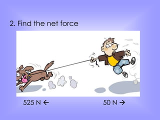 2. Find the net force 
525 N  50 N  
 