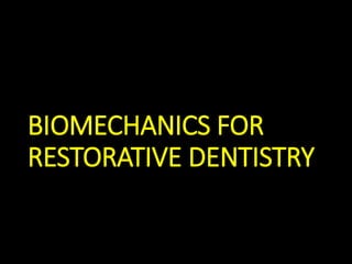 BIOMECHANICS FOR
RESTORATIVE DENTISTRY
 