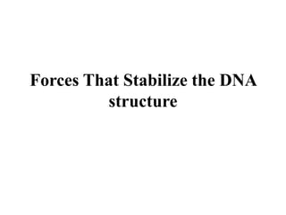 Forces That Stabilize the DNA
structure
 