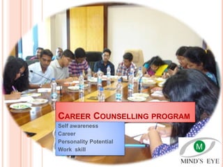 CAREER COUNSELLING PROGRAM
Self awareness
Career
Personality Potential
Work skill
 
