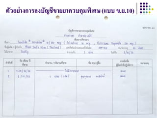 Thai FoodandDrug AdministrationT
ตัวอย่างการลงบัญชีขายยาควบคุมพิเศษ(แบบ ข.ย.10)
 