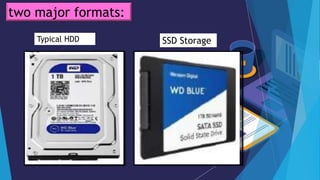 Typical HDD SSD Storage
two major formats:
 