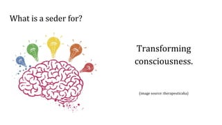 What is a seder for?
Transforming
consciousness.
(image source: therapeuticaha)
 