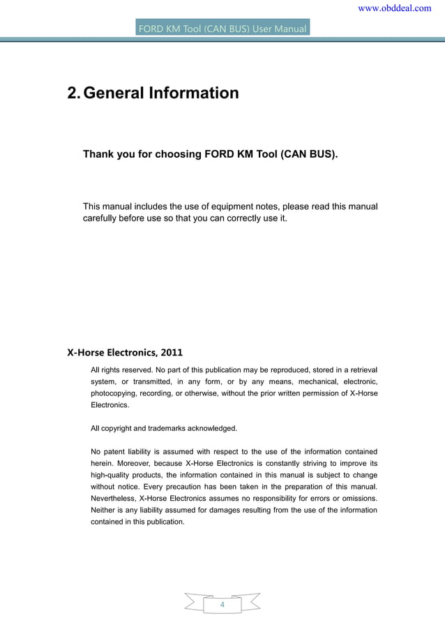 Ford Km Tool Can Bus User Manual English | PDF