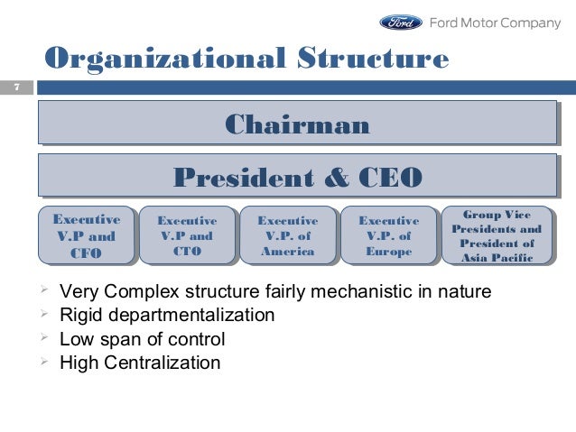 Ford Motor Company Organizational Chart 2016