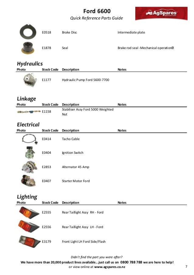 Ford 6600 parts catalogue