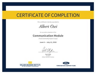 Ford Communication Certificate | PPT