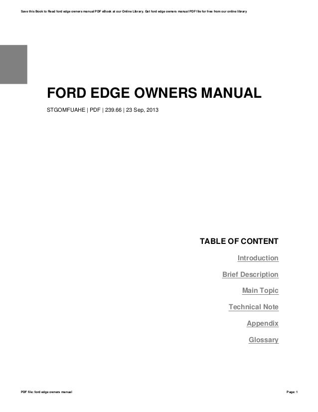 Ford edge owners manual