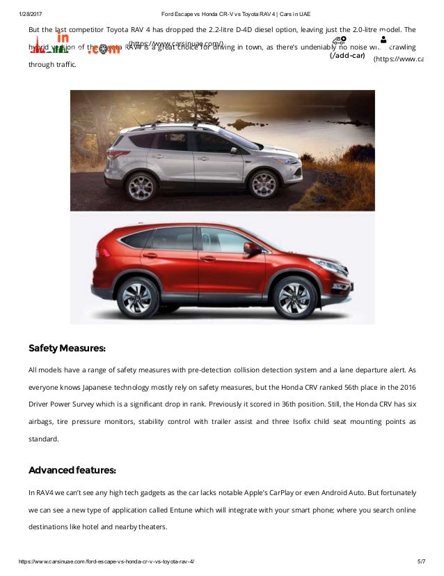 FORD ESCAPE VS HONDA CR-V VS TOYOTA RAV 4 FORD ESCAPE VS HONDA CR-V VS TOYOTA RAV 4