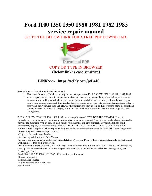 1979 ford f150 repair manual free download