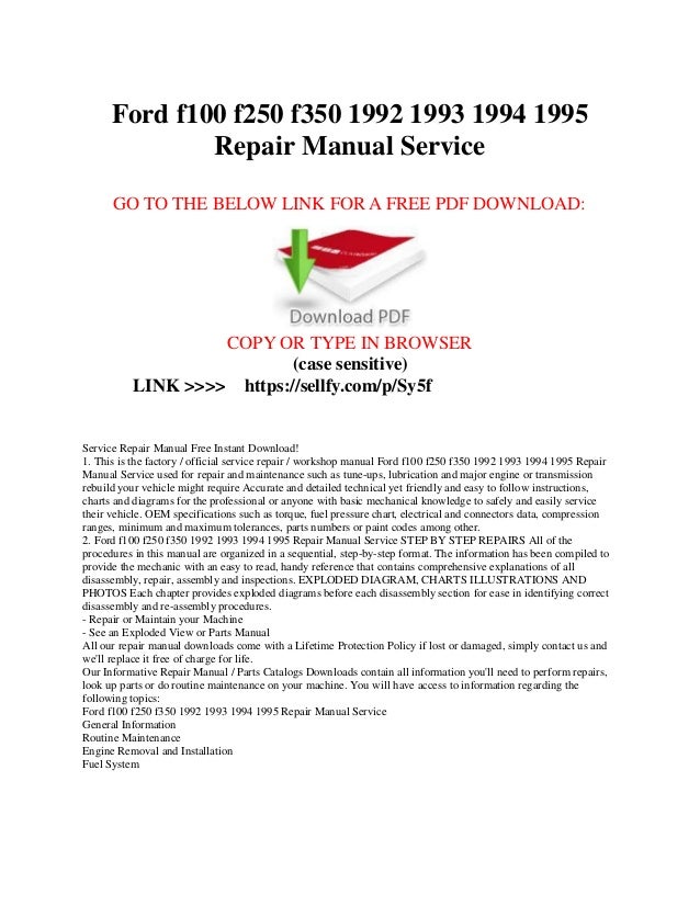 1994 Ford f250 owners manual #5