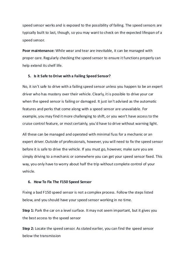 Ford F150 Speed Sensor Location