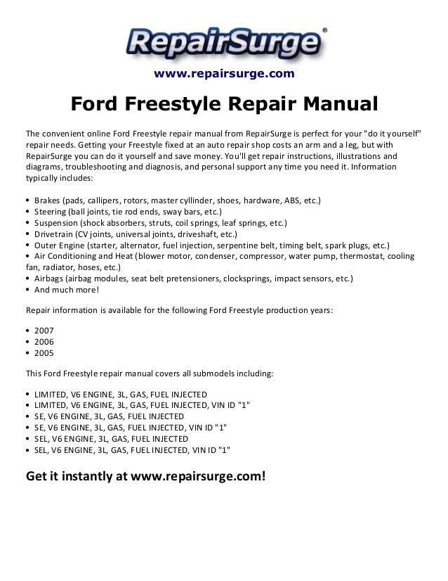 2005 Ford freestyle owners manual pdf #9