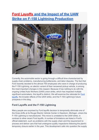 Ford Layoffs and the Impact of the UAW Strike on F 150 Lightning Production