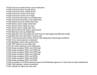 P1238 Code Ford Manufacturer-specific OBD2 Codes List | PDF