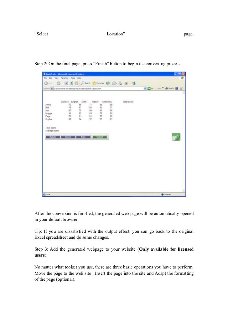 Excel Table To Html