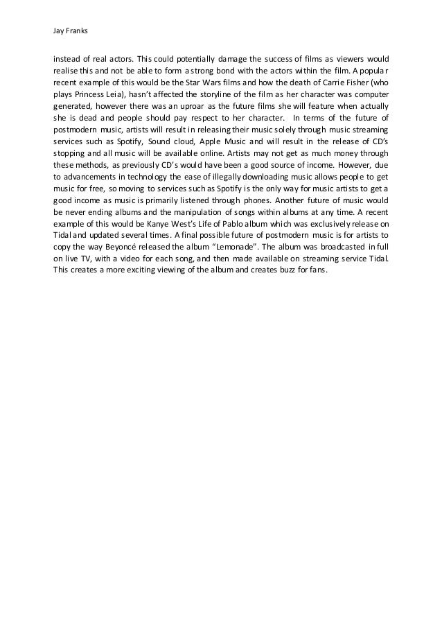 Persuasive Techniques In Essays Also Postmodernism Could Result In Films Using Cgi Actors How To Write A Descriptive Essay also Job Application Essay Ford Postmodernism Essay Compare And Contrast Essay On Cats And Dogs
